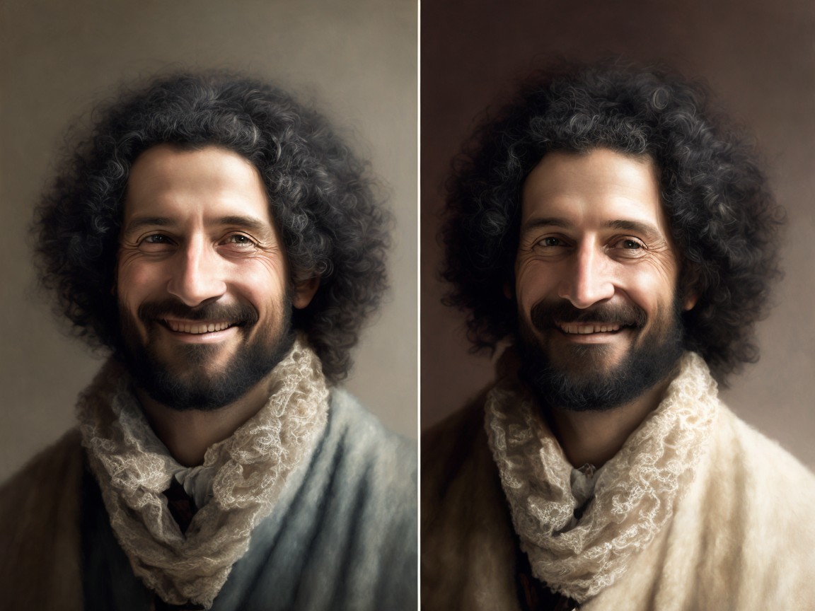 Portrait of a man with curly hair and a beard