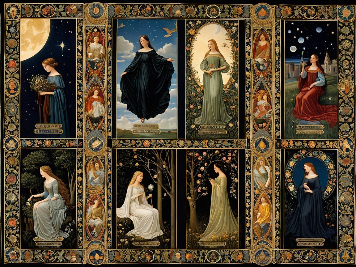 Collage of Mythical Women Representing the Seasons