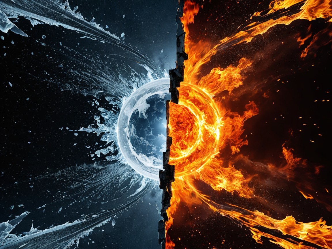 Contrast of Ice and Fire in Dramatic Visual Display
