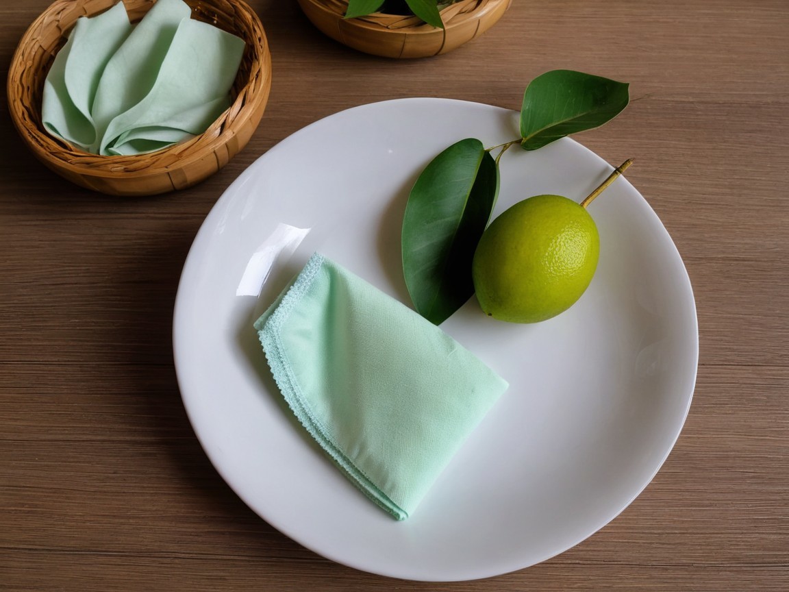 Minimalistic Table Setting with Lime and Green Accents