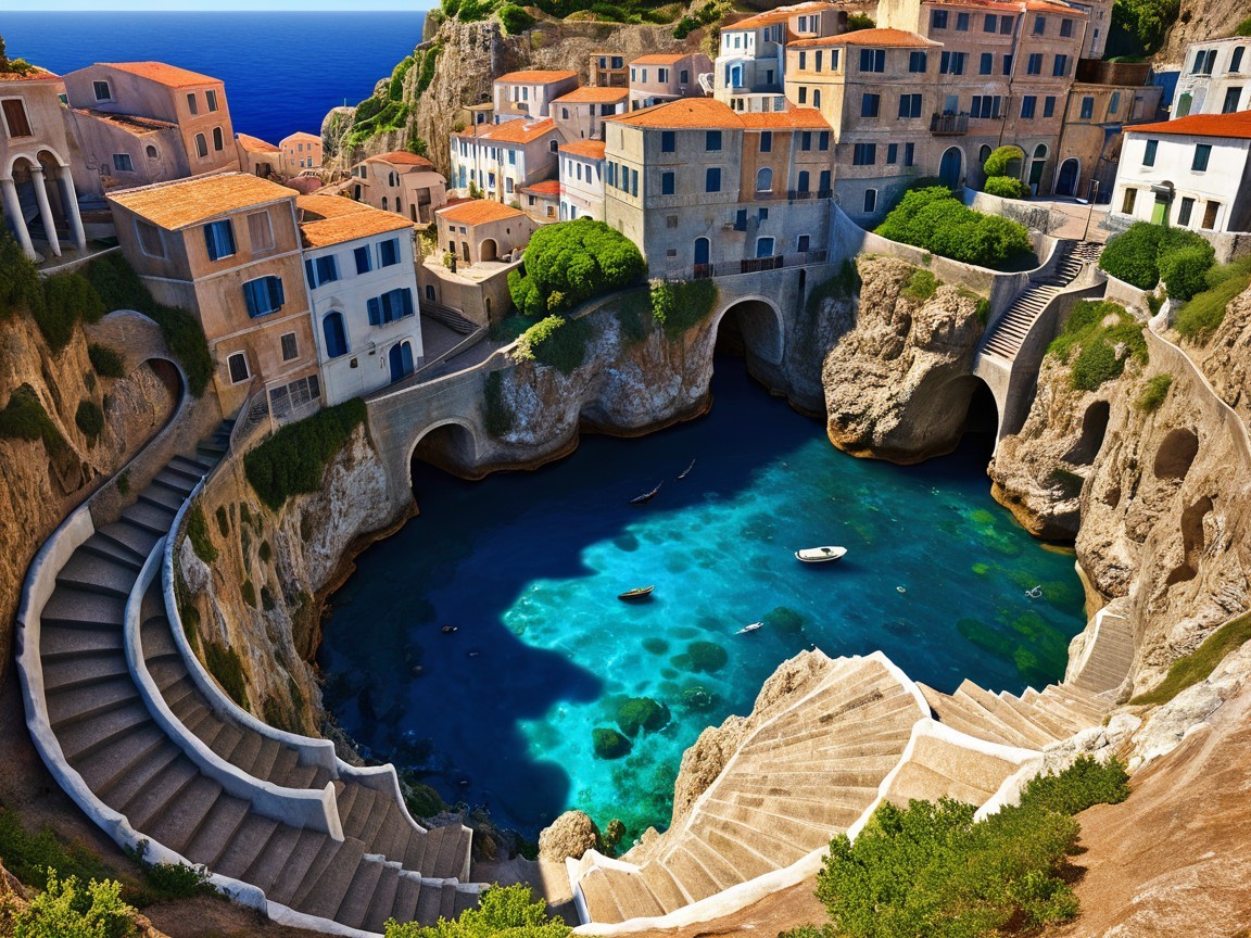 Picturesque Coastal Village with Terracotta Roofs