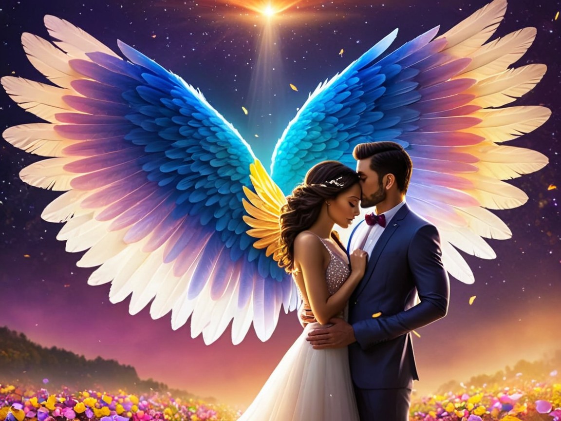 Romantic Couple Embraced Under Starlit Sky