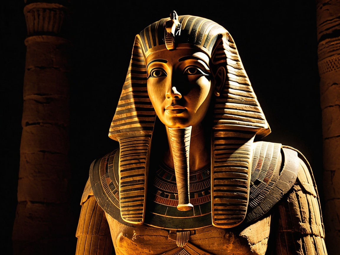 Ancient Egyptian Pharaoh Statue with Intricate Details