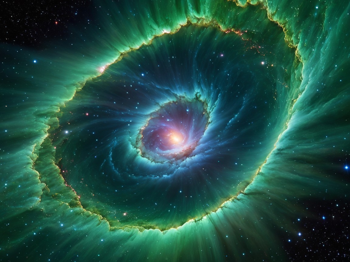 Swirling Galaxy with Green and Blue Shades