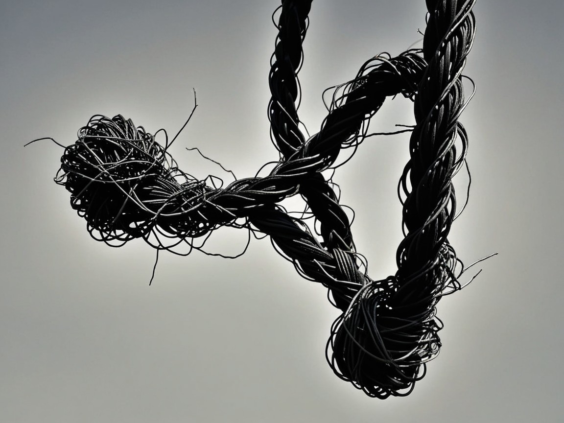 Abstract Black Wire Tangle Against Pale Background