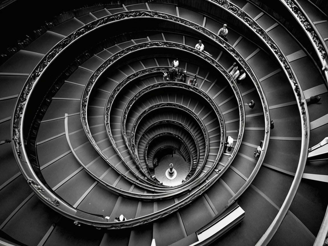 Elegant Spiral Staircase with Intricate Railings