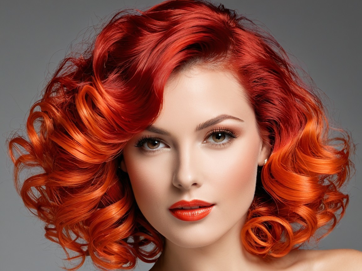 Close-up Portrait of a Woman with Vibrant Curly Hair