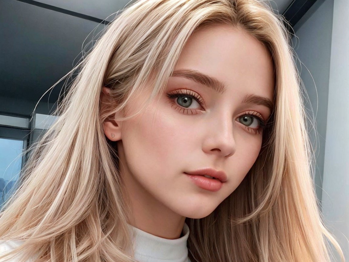 Close-Up Portrait of a Young Woman with Blonde Hair