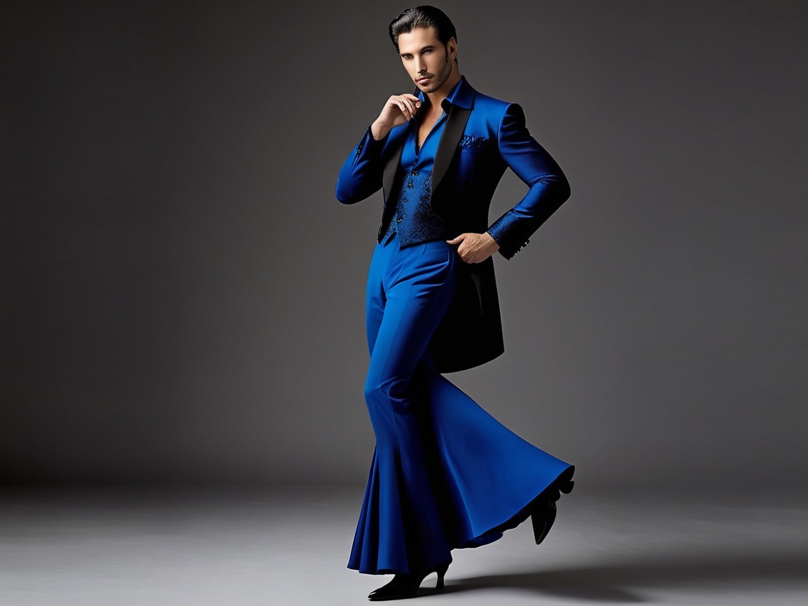 Stylish Male Model in Vivid Blue Fashion Ensemble