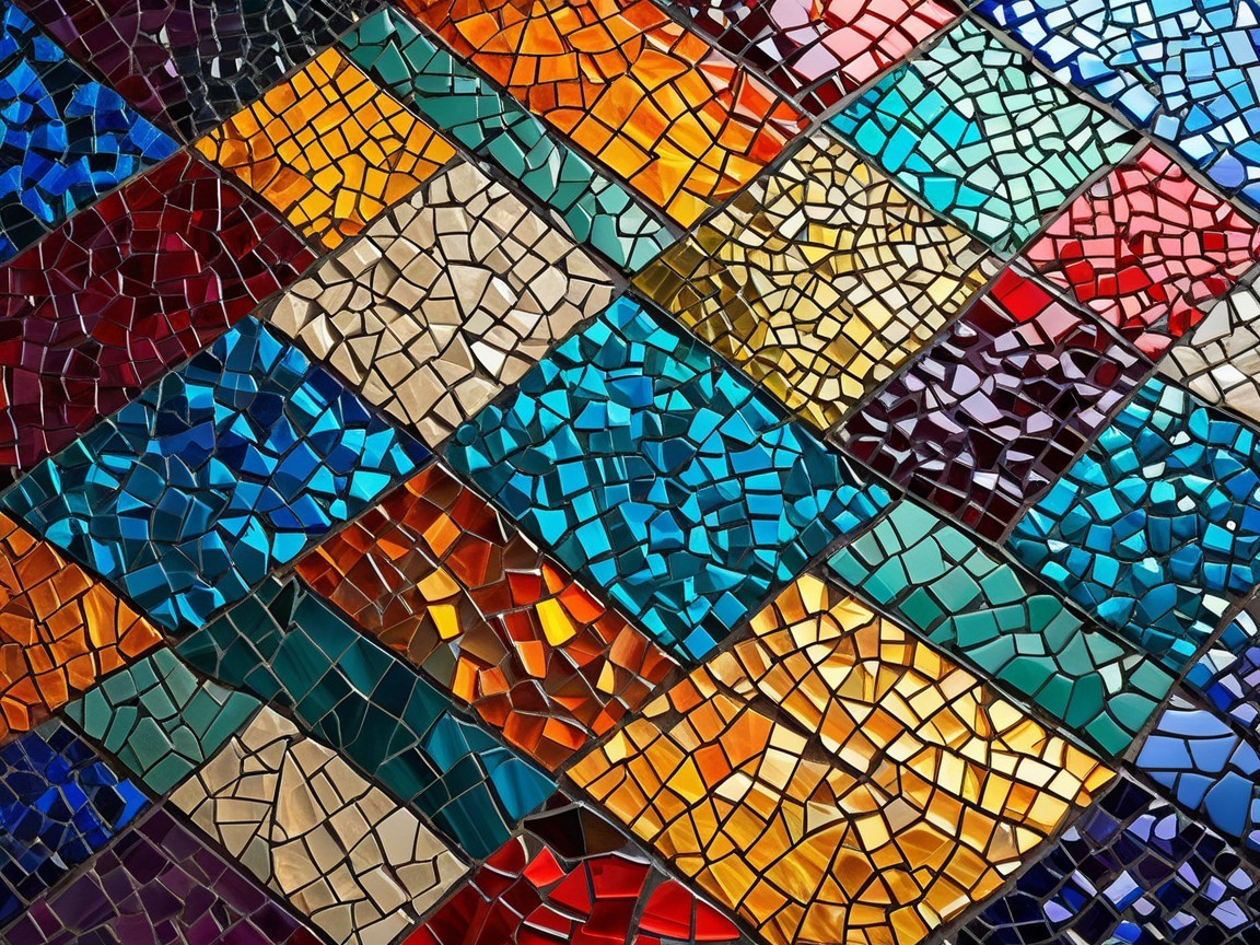 Vibrant Mosaic of Colored Tiles and Geometric Patterns