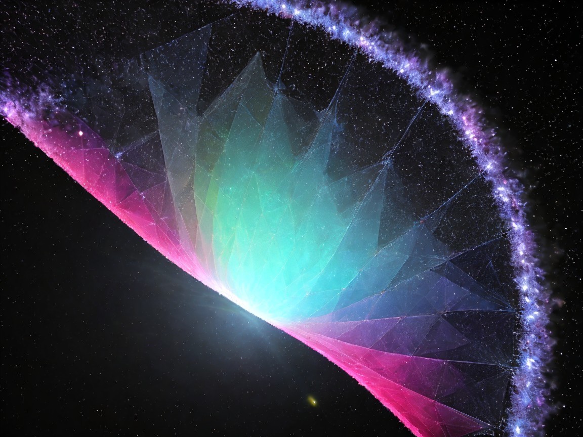 Vibrant Cosmic Vista with Geometric Shapes and Colors