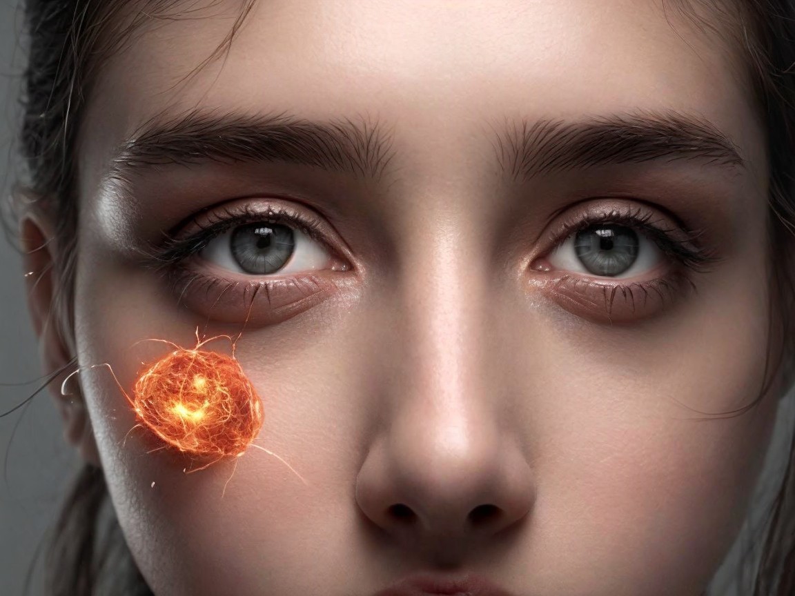 Close-up Portrait of a Young Girl with Blue Eyes