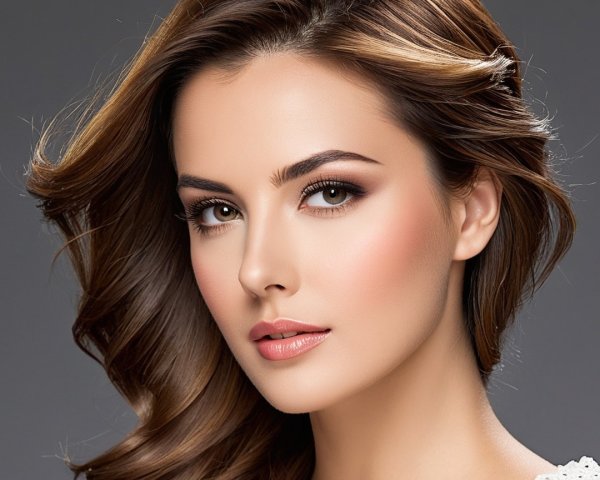 Close-Up Portrait of a Young Woman with Brown Hair