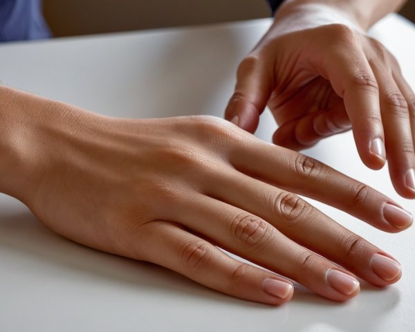 Two Hands on White Surface with Soft Background