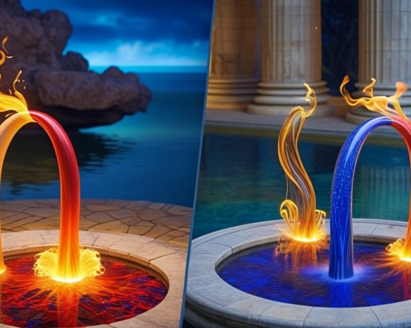 Contrasting Magical Gateways with Fiery and Blue Portals