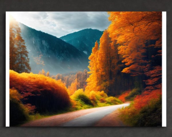 Vibrant Autumn Landscape with Winding Road and Trees