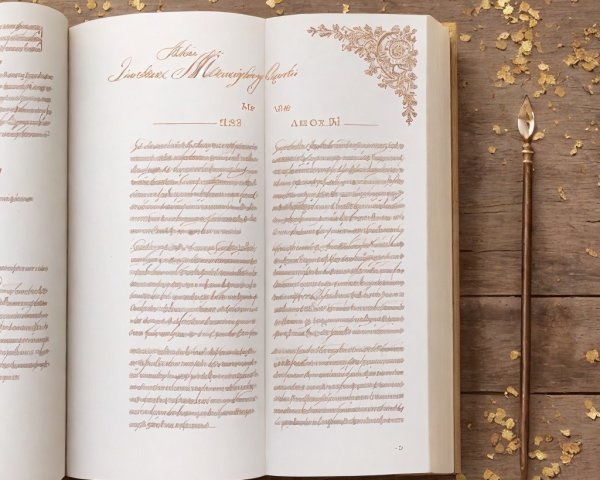 Vintage Book with Ornate Text and Gold Accents
