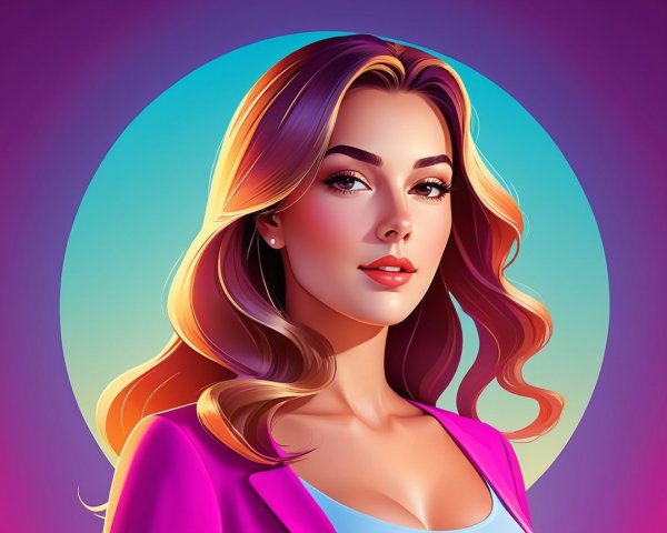 Stylized portrait of a confident woman in vibrant colors
