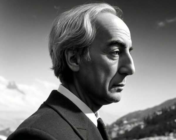 Black-and-White Profile Portrait of a Somber Man