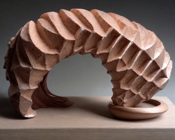 Geometric Sculpture with Organic Shapes and Textures