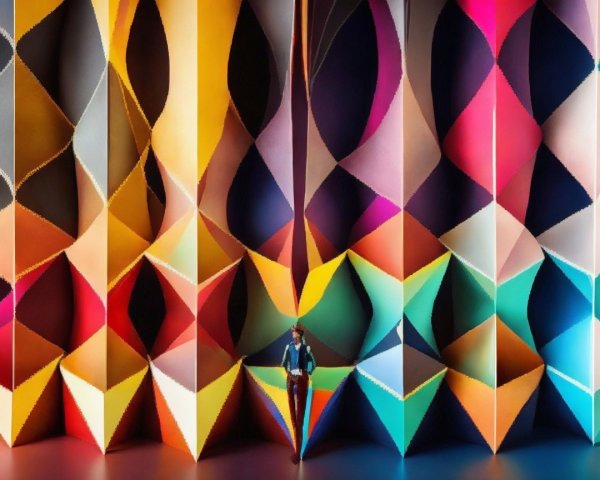 Vibrant Abstract Backdrop with Geometric Shapes