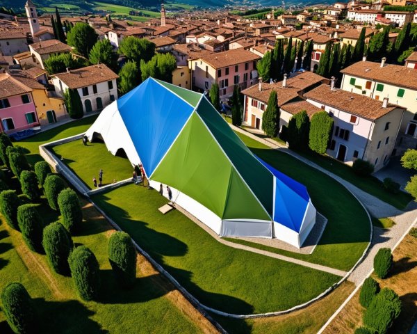 Colorful Tent in Picturesque Italian Landscape