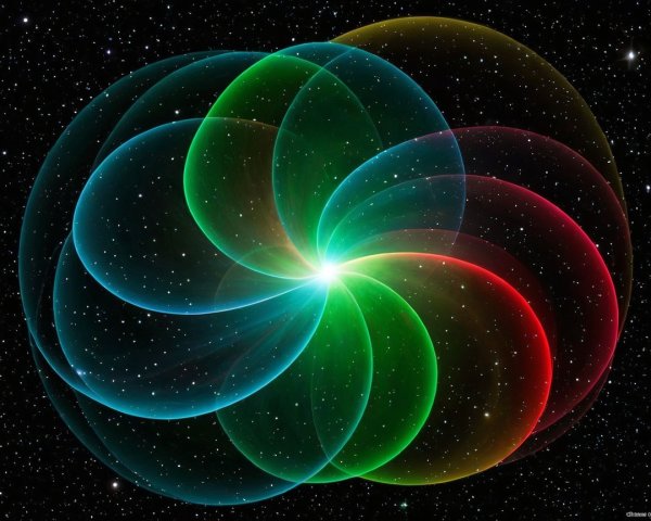 Cosmic Design with Swirling Translucent Shapes