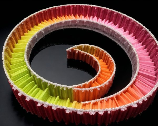 Colorful Spiral of Textured Fabric on Black Background