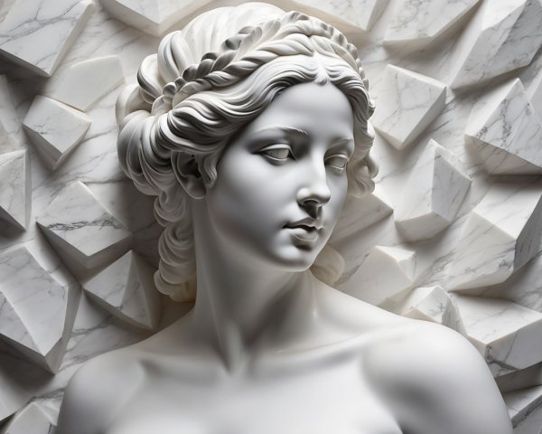 Marble Bust of a Woman with Elegant Hairstyle