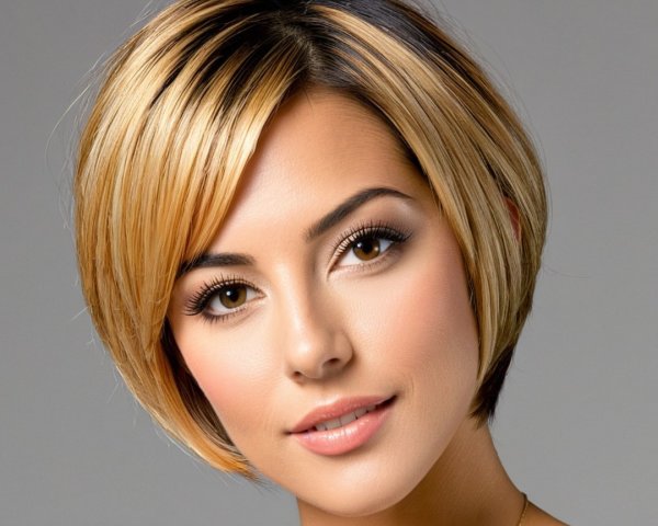 Close-Up Portrait of a Woman with Stylish Bob Haircut