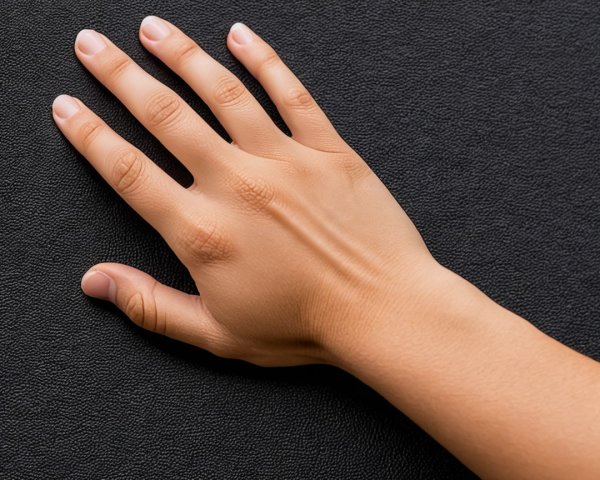 Close-Up of a Hand on a Textured Black Surface