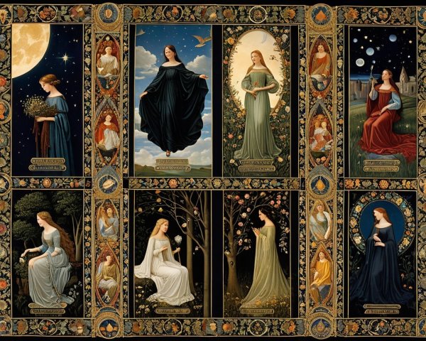 Collage of Mythical Women Representing the Seasons