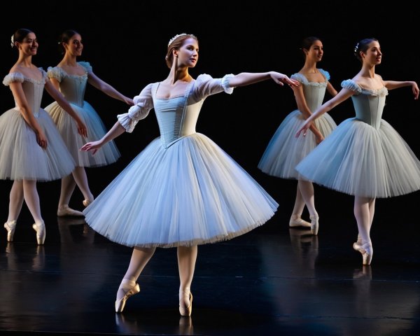 Ballet Dancers Perform in Elegant Dimly Lit Setting
