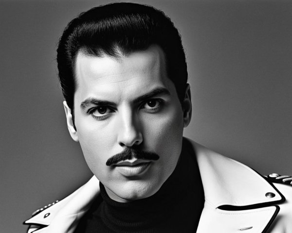 Black and White Portrait of a Confident Man