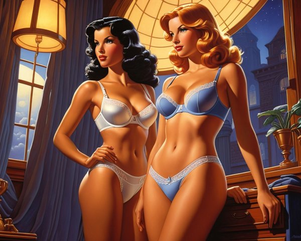 Two women in stylish interior with elegant décor