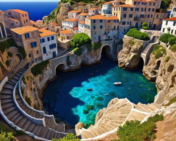 Picturesque Coastal Village with Terracotta Roofs