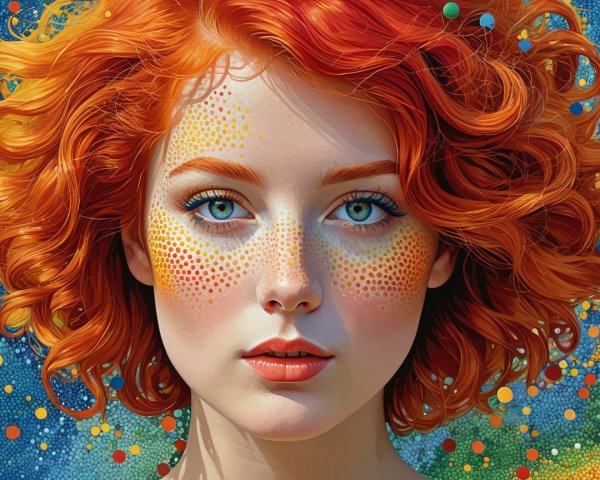 Portrait of a Young Woman with Curly Red Hair