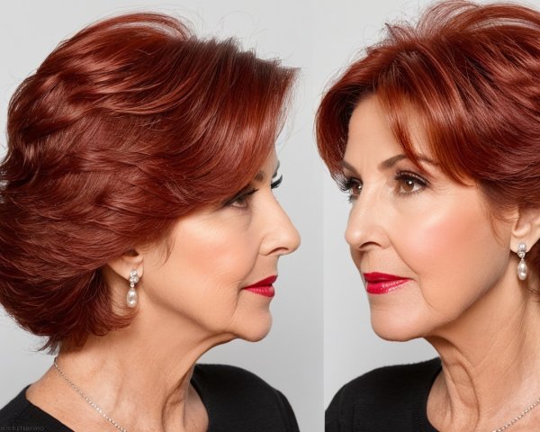 Sophisticated Woman with Red Hair and Elegant Makeup
