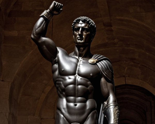Black Statue of Heroic Figure in Grand Archway