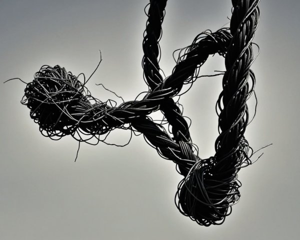 Abstract Black Wire Tangle Against Pale Background