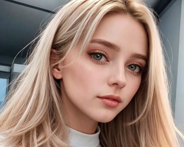 Close-Up Portrait of a Young Woman with Blonde Hair