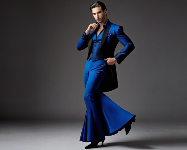 Stylish Male Model in Vivid Blue Fashion Ensemble