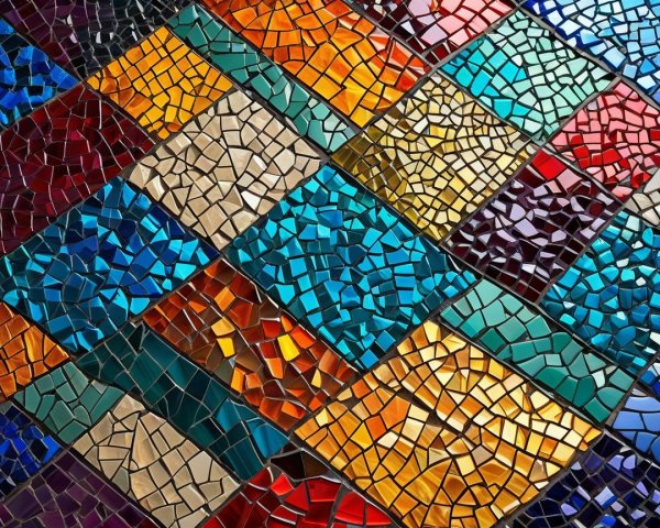 Vibrant Mosaic of Colored Tiles and Geometric Patterns