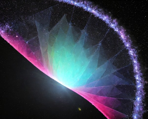 Vibrant Cosmic Vista with Geometric Shapes and Colors