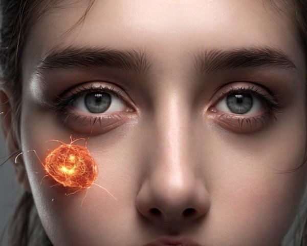 Close-up Portrait of a Young Girl with Blue Eyes