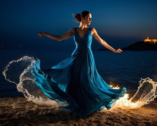 Serene Evening Dance on the Beach at Twilight