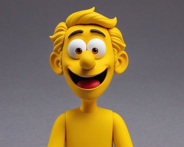 Cheerful Cartoon Character with Bright Yellow Skin