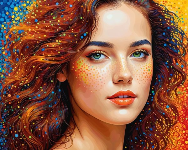 Vibrant Portrait of a Young Woman with Curly Hair