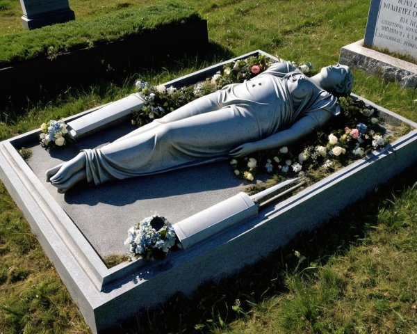 Serene gravestone with floral arrangements and elegance