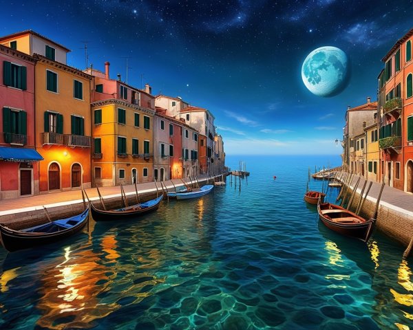 Tranquil Evening Scene of Venetian Canal and Buildings